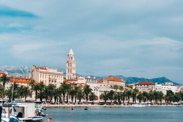 Fototapeta na wymiar Waterfront of Split city, Dalmatia region, Croatia