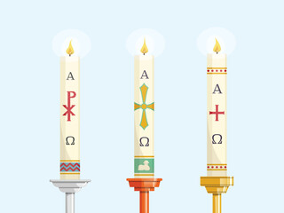Set of Paschal candles for Easter vigil of Holy Week - 565172106
