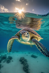 Obraz na płótnie Canvas sea turtle in the sea