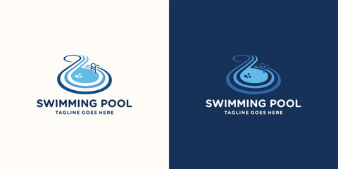 infinite swimming pool logo vector design template.