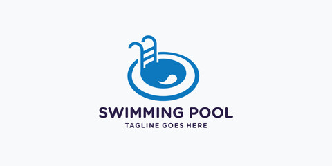 Swimming Pool Logo Design Vector. creative circular shape concept pool symbol.