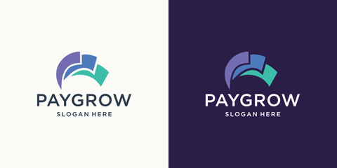 Abstract payment vector logo design with growth arrow shape design.