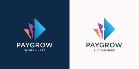 Abstract payment vector logo design with growth arrow shape design.