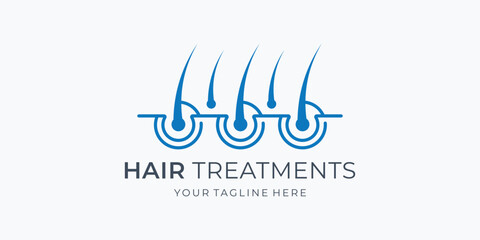 Creative hair follicle logo. hair diagnostic center. beauty salon, clinic, split ends,