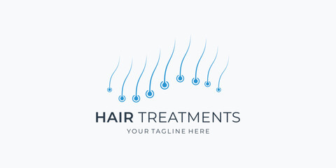 minimalist Hair care dermatology logo design. Hair care treatment. Anti-dandruff flakes for shampoo.