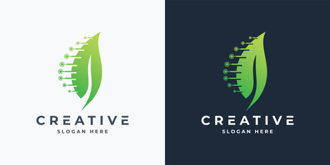 Bio technology logo design vector illustration. Suitable for business and technology logos isolated