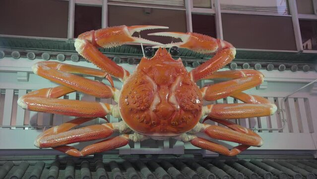 This video shows an animatronic crab moving it's legs and claws.