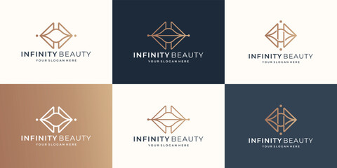 set of infinity and beauty logo. minimalist beauty logo set design, logo for cosmetic, fashion,