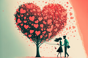 Obraz na płótnie Canvas Valentine's day greeting card, Generative AI
