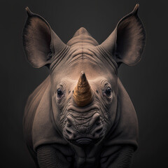 Obraz premium Baby Rhino Portrait-Generative AI