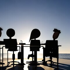 silhouette of a people sitting in a business meeting