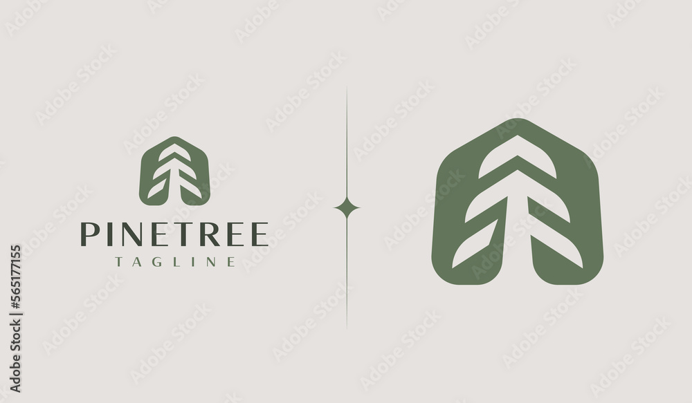 Wall mural pine tree logo template. universal creative premium symbol. vector illustration. creative minimal de