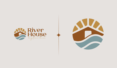 River House Monoline Logo Template. Universal creative premium symbol. Vector illustration. Creative Minimal design template. Symbol for Corporate Business Identity
