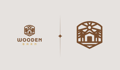 Wooden Barn monoline Logo Template. Universal creative premium symbol. Vector illustration. Creative Minimal design template. Symbol for Corporate Business Identity