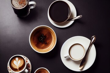 Obraz na płótnie Canvas Breakfast cup of hot espresso coffee, black coffee in cup. Generative AI