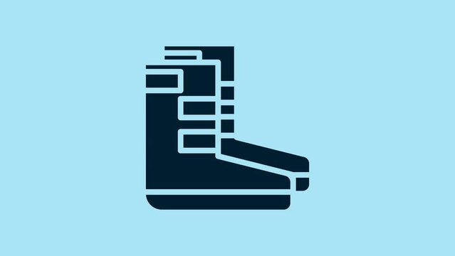 Blue Boots icon isolated on blue background. Diving underwater equipment. 4K Video motion graphic animation