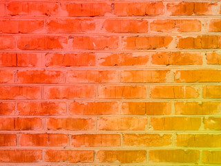 The texture of an old brick wall with a stylized multicolored gradient fill. Original illustration with gradients of red, yellow, golden, sand, orange, saffron and amber. For designers