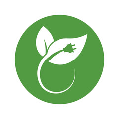 Eco electrocar icon Zero emission vehicle Battery charging station sign