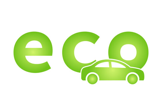 Eco electrocar icon Zero emission vehicle Battery charging station sign