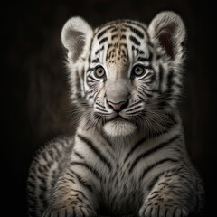 Fototapeta premium Baby White Tiger Cub Portrait