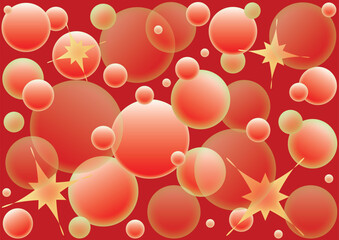 Optimistic red background with dynamic circular pattern. Illustration of abstract sparkling bubble pattern in vector and jpg format.