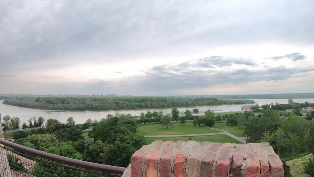 Belgrade panorama from Kalemegdan fortress with panoramic view of river Sava