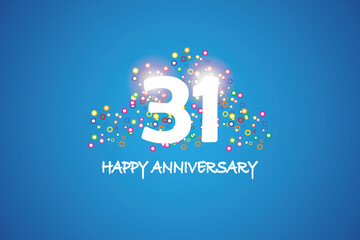 31th anniversary on blue background
