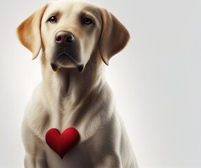 Golden Retriever With Heart Shape On Chest Generative AI