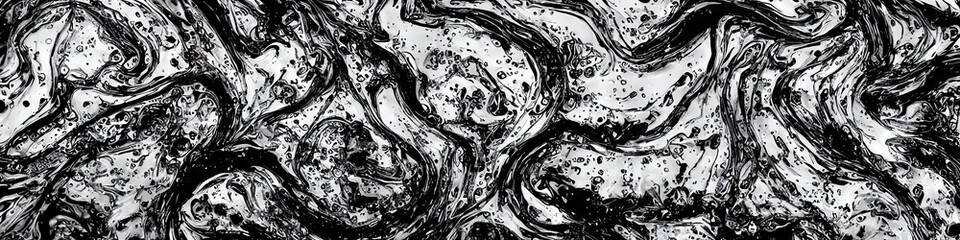 Panoramic image of black marbled granite made to look like photorealism by generative AI
