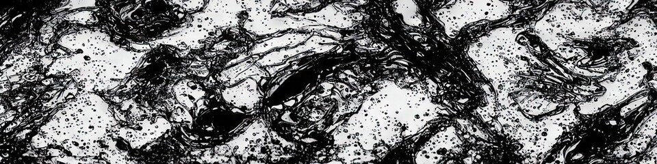 Panoramic image of black marbled granite made to look like photorealism by generative AI