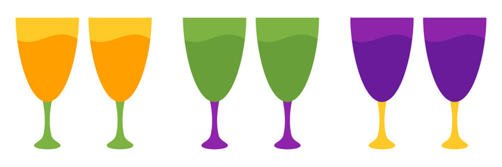 Champagne Glasses in flat style isolated