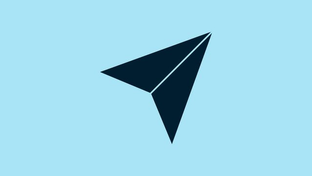 Blue Paper airplane icon isolated on blue background. 4K Video motion graphic animation