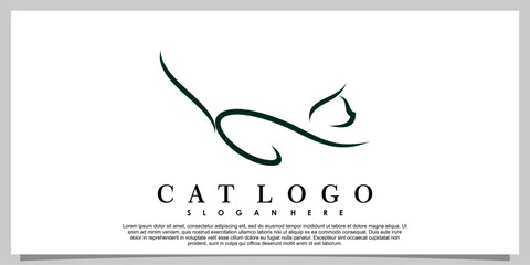 cat logo design abstrac with sketch illustration tribal