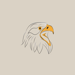 Eagle head mascot cartoon image,line art mode.