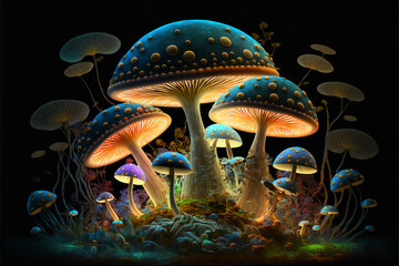 Fototapeta na wymiar transcendental mushrooms magics