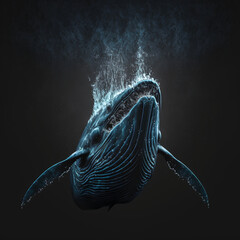 whale water on black background