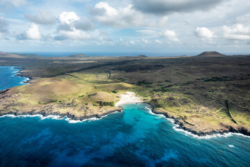 Aerial view of the coast of Easter Island