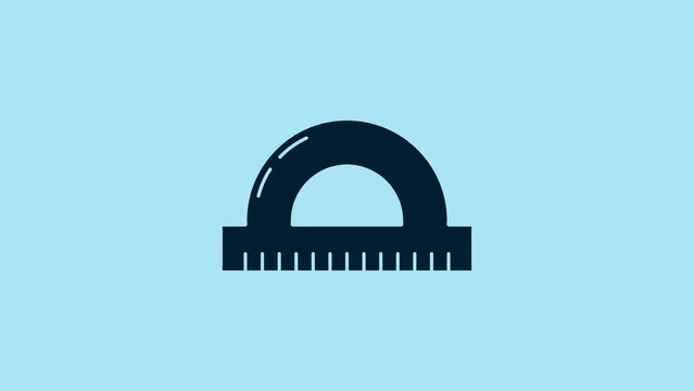 Blue Protractor grid for measuring degrees icon isolated on blue background. Tilt angle meter. Measuring tool. Geometric symbol. 4K Video motion graphic animation