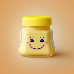 Cute jar of mayonnaise as cartoon character - obrazy, fototapety, plakaty