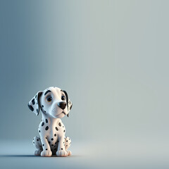 Cute Cartoon Dalmatian Puppy with Space for Copy (Generative AI)