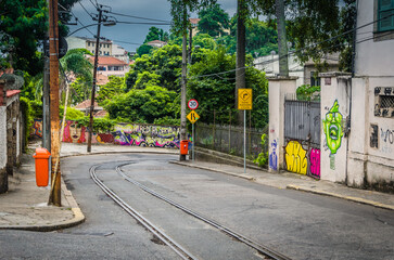 Rio De Janeiro, RJ, Brazil - March 07, 2016: Street of Rio De Janeiro along the road of Santa Teresa.