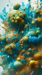 Painted abstraction that looks like corals on a flat surface with colorful shades 2. Generative AI