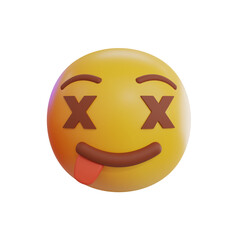 Dead Face and Sticking out Tongue 3D Emoji