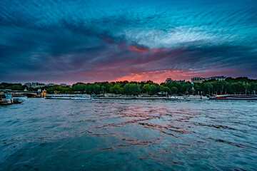 Sunset over The Seine, Paris France 