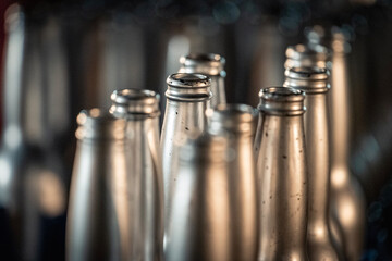 Open metal empty bottles 