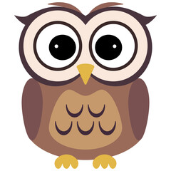 cute funy brown owl illustration on a white backgorund