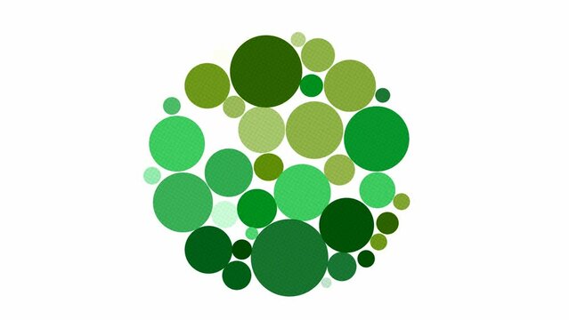 Circular organization chart with half tone dot transitions isolated on white background. Animation to visualize hierarchical organization.