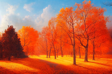 Fototapeta premium autumn landscape with trees