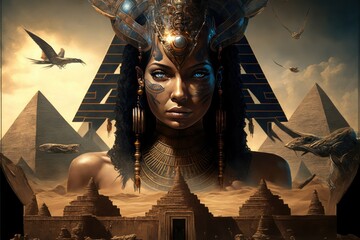 Egyptian Goddess Isis, AI Generated Image of Isis in Afrofuturistic Style