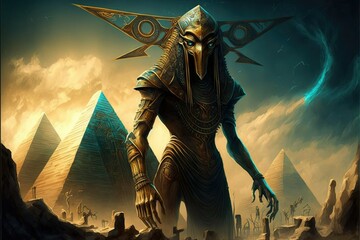The Egyptian God Thoth, AI Generated Ancient Futurism Image of The God Thoth of Egypt
